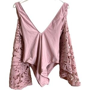 NWT ASOS Women’s Top Sleeveless Solid Blush Pink One Piece Swimsuit Size US 12